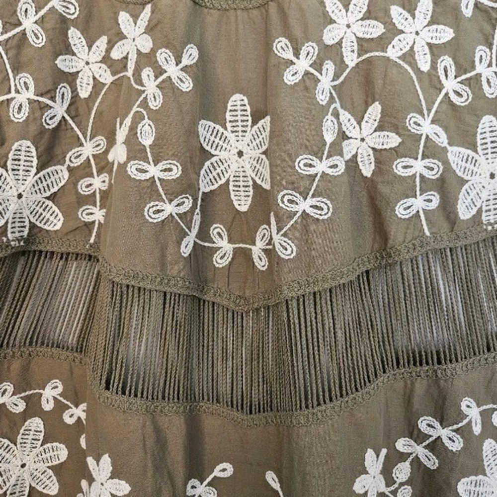 Oliver O. Peasant Top Boho Crochet Embroidered Short Sleeve Blouse Size Medium - Picture 3 of 12